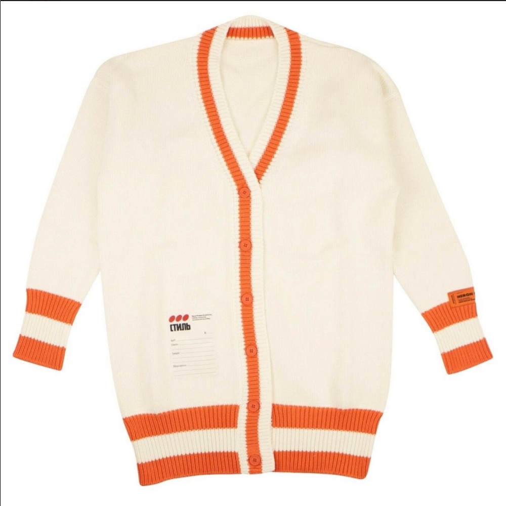 Heron Preston White Contrast Trim Cardigan